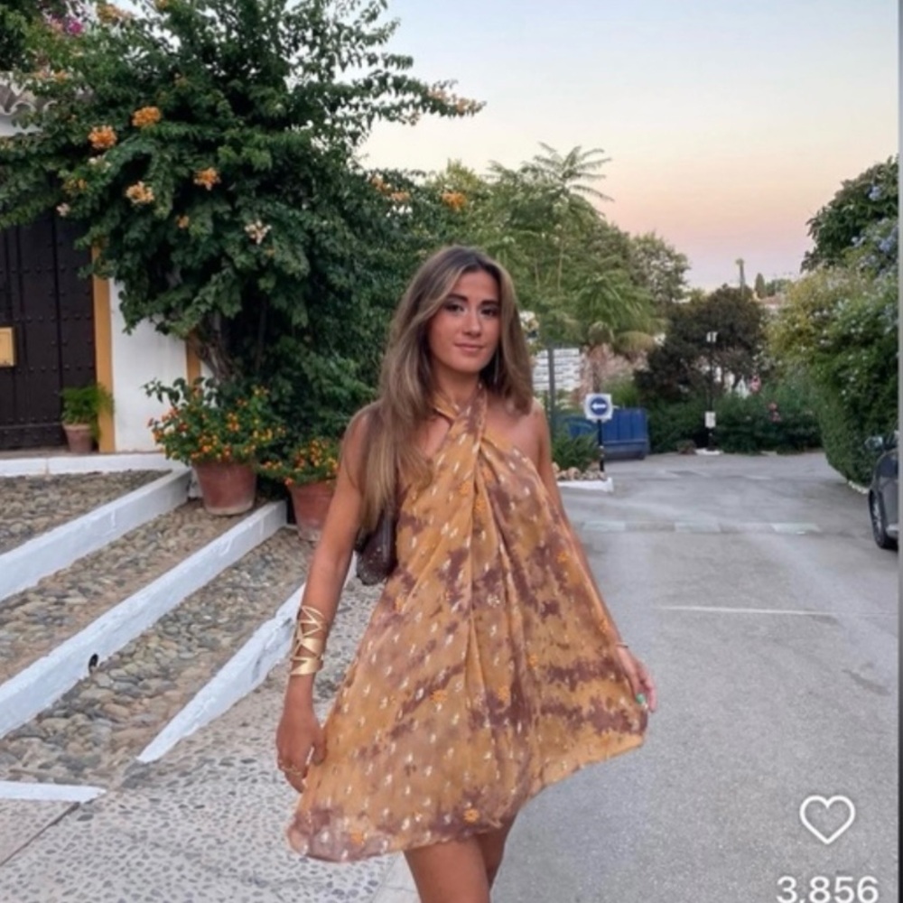 Zara Elegant Tie-dye Halter Dress Limited Edition